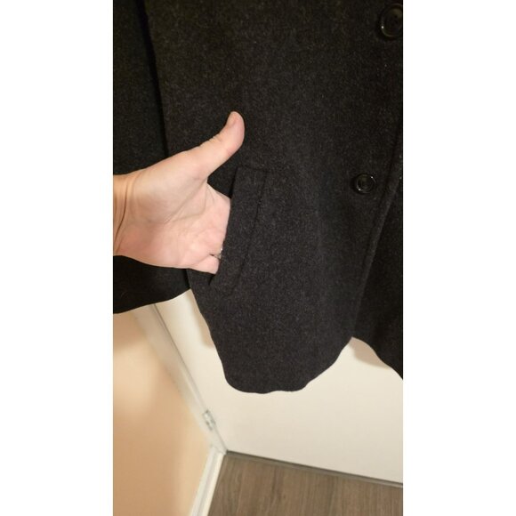 J Percy Wool Pea Coat Merino Wool Womens Medium Hood Grey VTG USA Winter Button - Picture 7 of 12